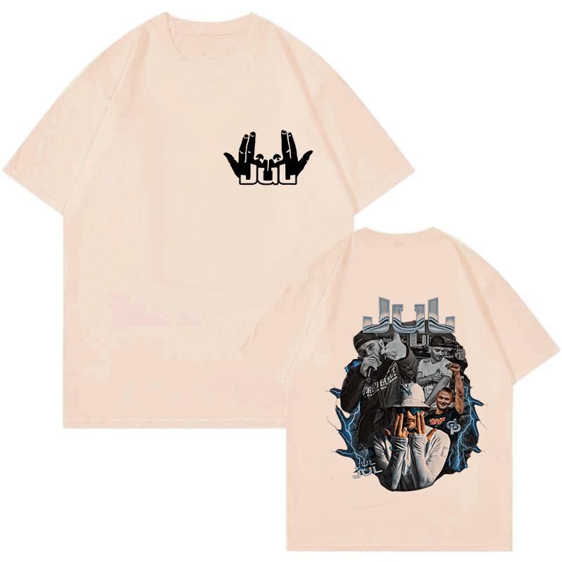 Rapper Jul Gesture Logo Printed Tshirt Unisex and Women Summer Cotton Y2K Clothing Hip Hop Fashion Short Sleeve Tops Streetwear