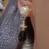 Lanyun Designer Original French Heroine Retro Geometric Natural Freshwater Pearl Earrings Agate Water Drop Earrings