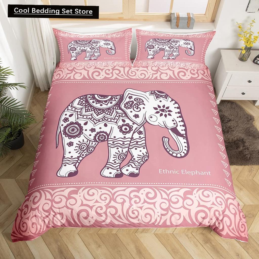 Tribal Ethnic Elephant Duvet Cover Exotic Style Bedding Set Boho Mandala Flower Paisley Quilt Cover Polyester Comforter Cover