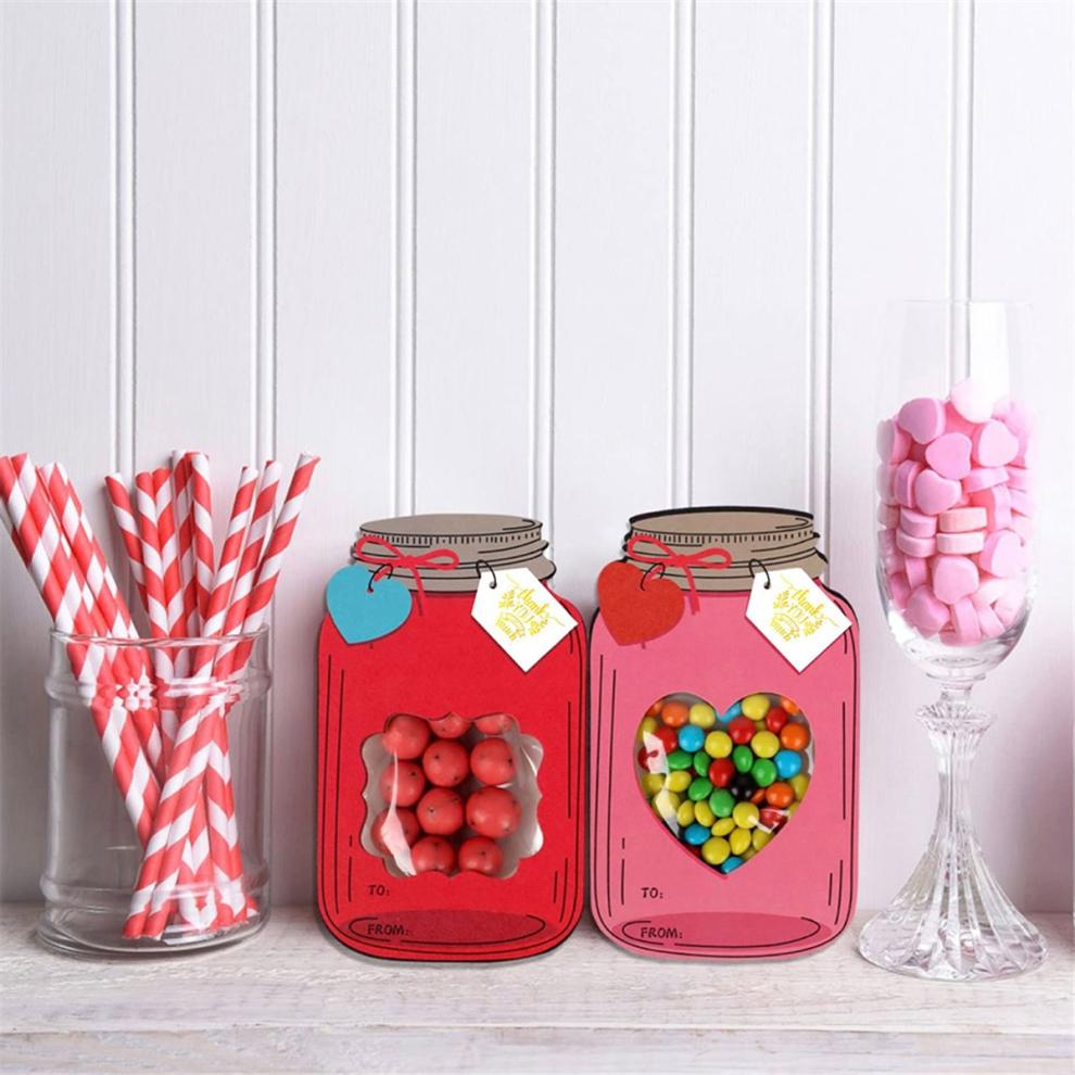 50 Pack Valentines Cards for Adults, Mason Jar Valentines Day Cards