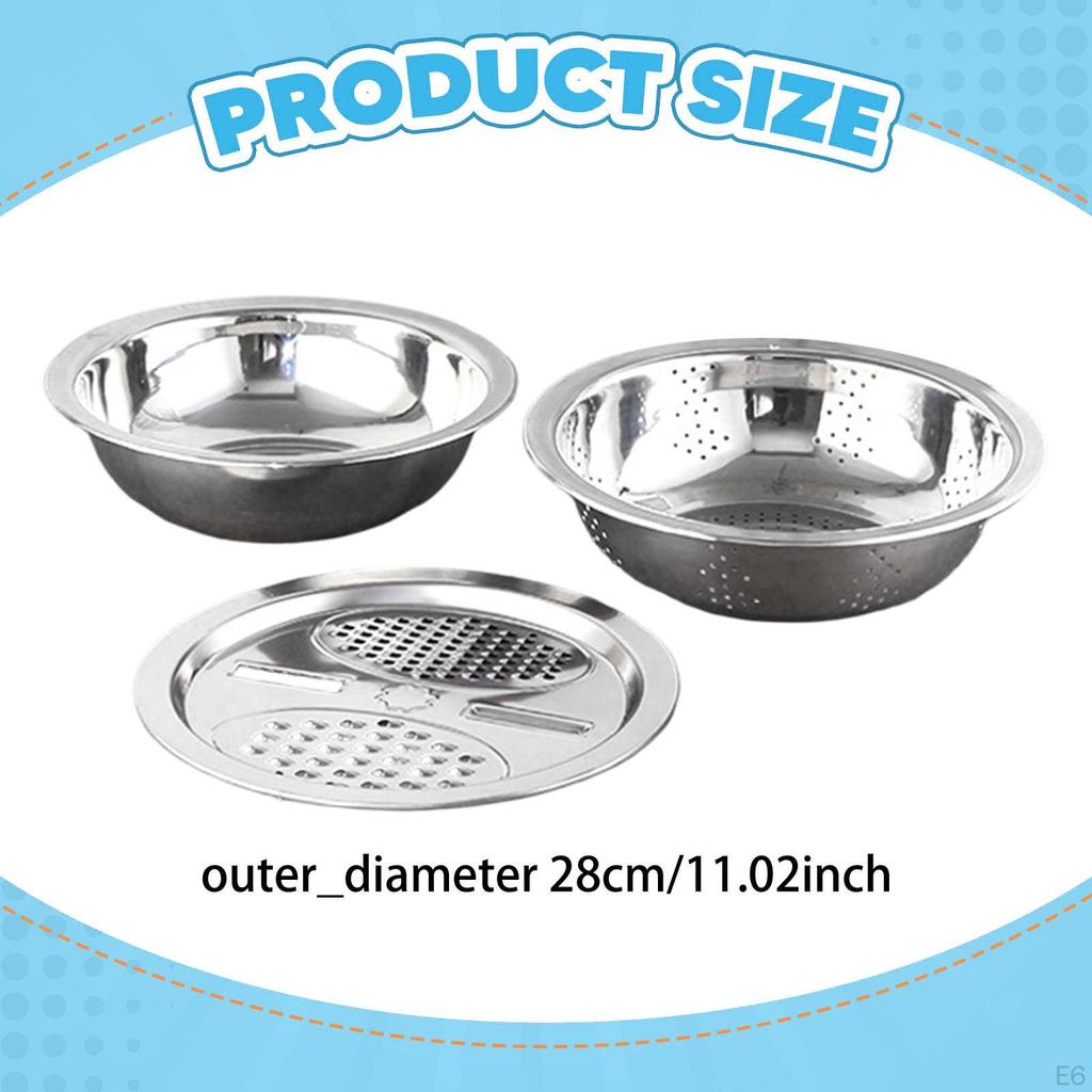 Edelstahl Becken Set Sieb mit Reibe Lebensmittelaufbewahrungsbehälter für Früchte Salat