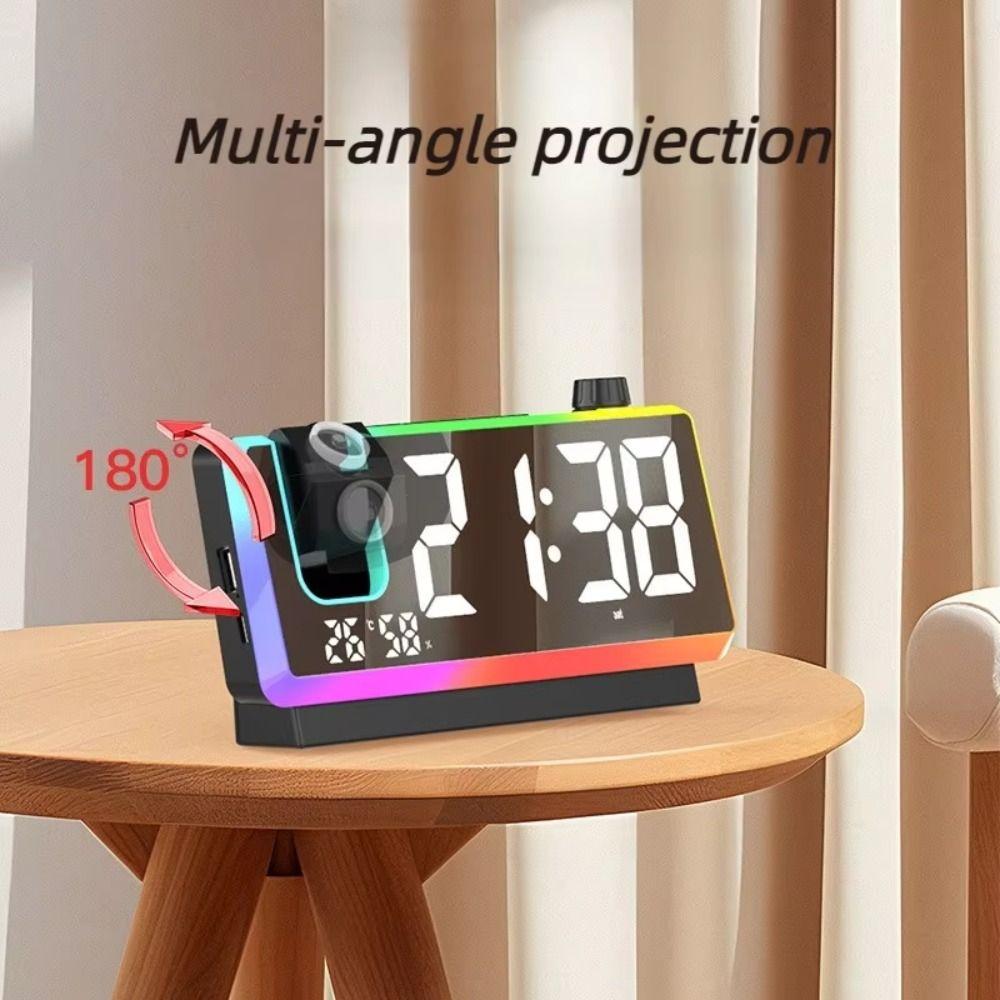 Large Screen Digital Alarm Clock Colorful LED Projection Desk Clock  Home Decor