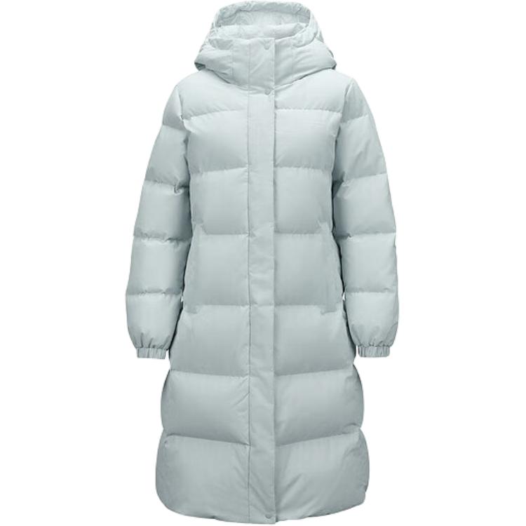 Skechers Windproof Waterproof Oil-Resistant Warm Thick Durable Long Hooded Down Jacket Women outerwear Pearl-Blue P424W061-01MZ S