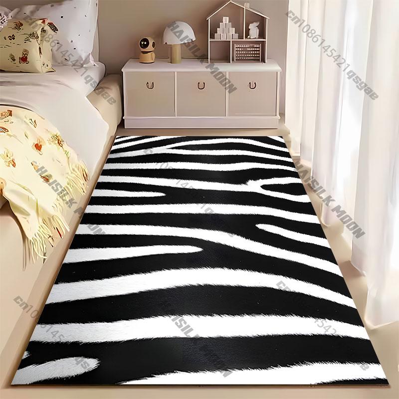 Zebra stripes black white carpet Yoga living room room decor children's crawling mat doormat area rug games mat