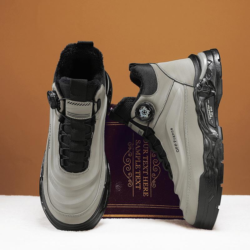 Pánské boty s vysokým svrškem Podzimní otočný knoflík Britské martensky Sportovní outdoorové Horolezecké boty Rebarborové boty