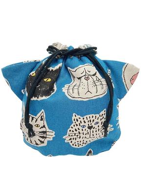 Sacchetto con coulisse per piccoli oggetti a forma di gatto in stile giapponese, cosmetici, accessori. Giappone. codice ki-172 (N).
