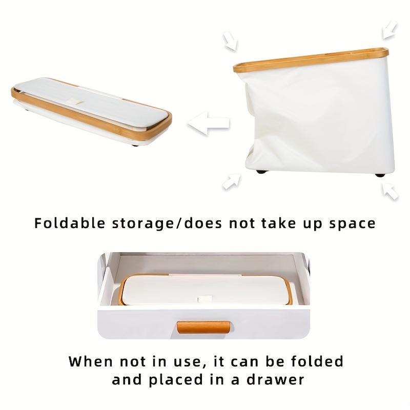 Large Capacity Toilet Paper Holder Foldable Space Saving Wood Frame with Gray Fabric End No Installation Required Toilet Paper Storage Containers