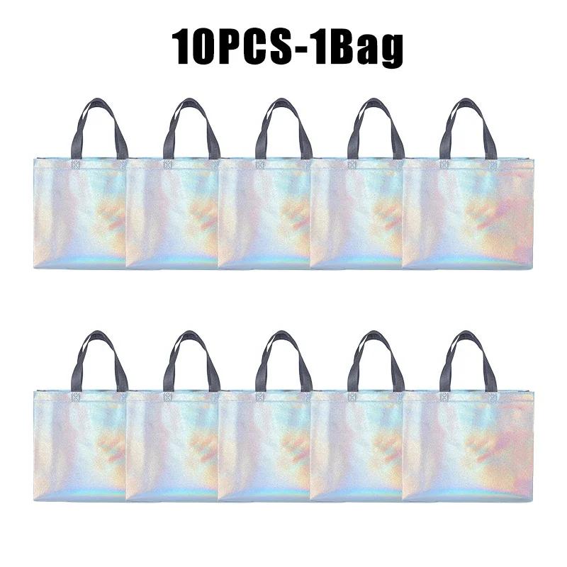 Laser Handheld Gift Bag Waterproof Thickened Birthday Party Wedding Christmas Valentine Gift Wrapping Bag Premium Durable S 32x27x10cm