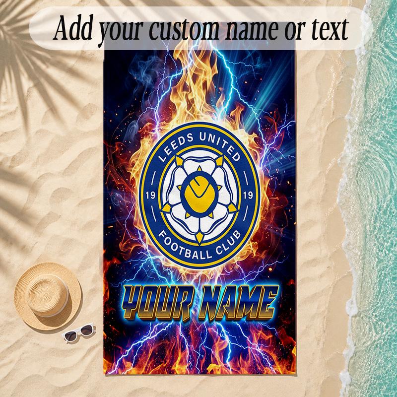 Beach TowelLeeds United Custom Name Text Personalized Soft Towel for Beach Pool Indoor Home Decor Gift