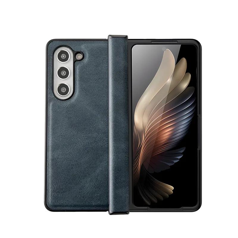 Matte Luxury Soft Leather Folding Hingle Shockproof Protection for Samsung Galaxy Z Fold 6 5 4 3 Case Back Cover Phone Accessory