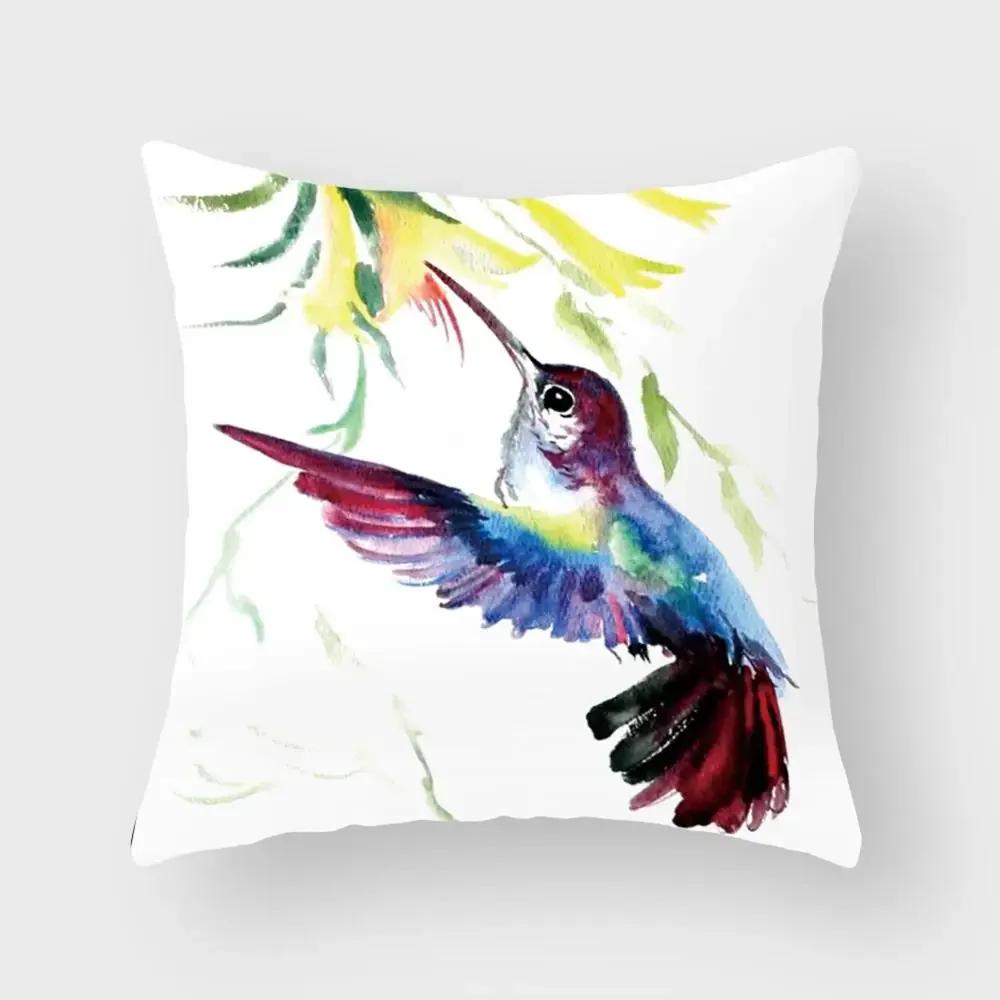 New Cute Animal Bird Flower Pillow Case Sofa Bedroom Living Room Seat Car Cushion Cover Home Decoration Pillowcase 45*45Cm