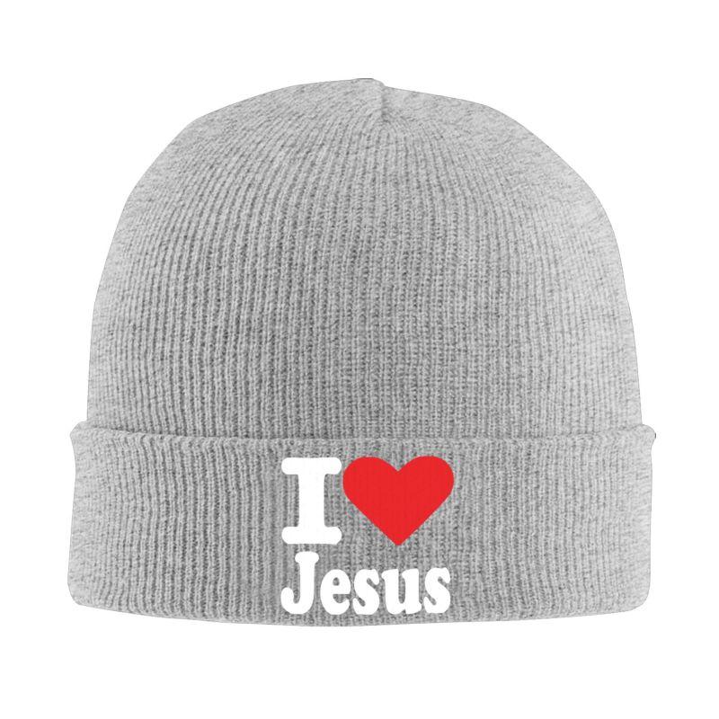 I Love Jesus Print Bonnet Hat Street Knitted Hat for Men Women Winter Warm Skullies Beanies Cap for Travel Outdoor Camping