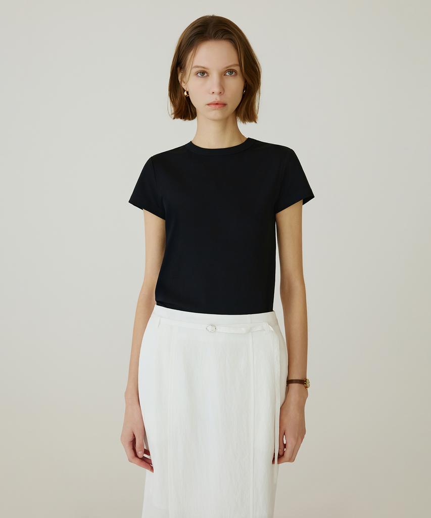 Siyajyu Sitp5275 Slim Ribbed Short Sleeve T-Shirt_Black
