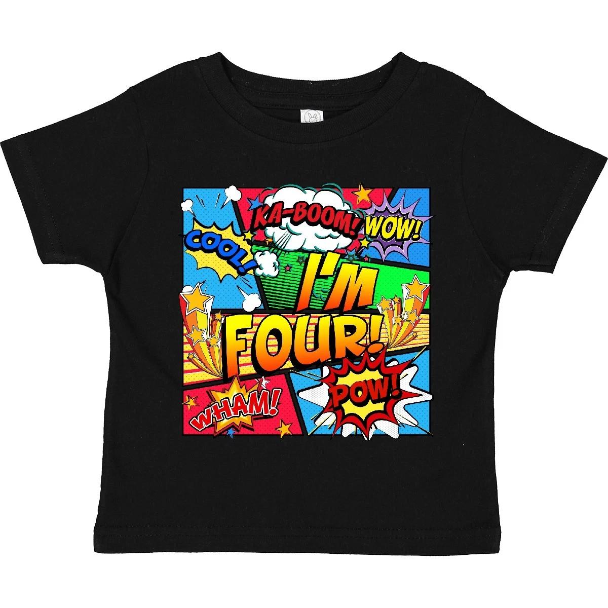 Inktastic I m Four Comic Book Toddler T-Shirt Superhero 4th Birthday Hero Unisex 150
