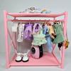 Mini Doll Wardrobe with 10 Hangers Doll Clothes Storage Closet for Display Dollhouse Accessories for 15/17cm Dolls