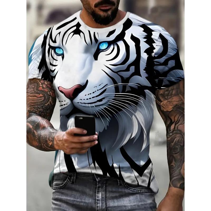 Summer fashion men's printed T-shirt sports casual men's popular short sleeved top
