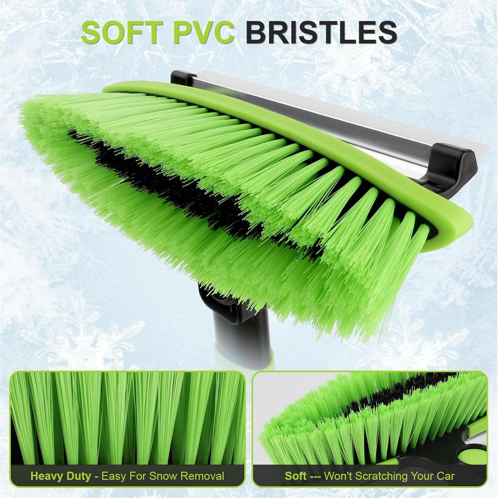 Yougfin 43" Ice Scraper For Car Windshield, Snow Brush With Squeegee, 3 In 1 Snow Removal For Cars With Foam Grip And 180° Pivoting Brush Head For