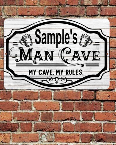 Custom Man Cave Sign Metal Aluminum x Personalized Name My Rules GarageAluminum 20x30cm（7.8x11.8inch）