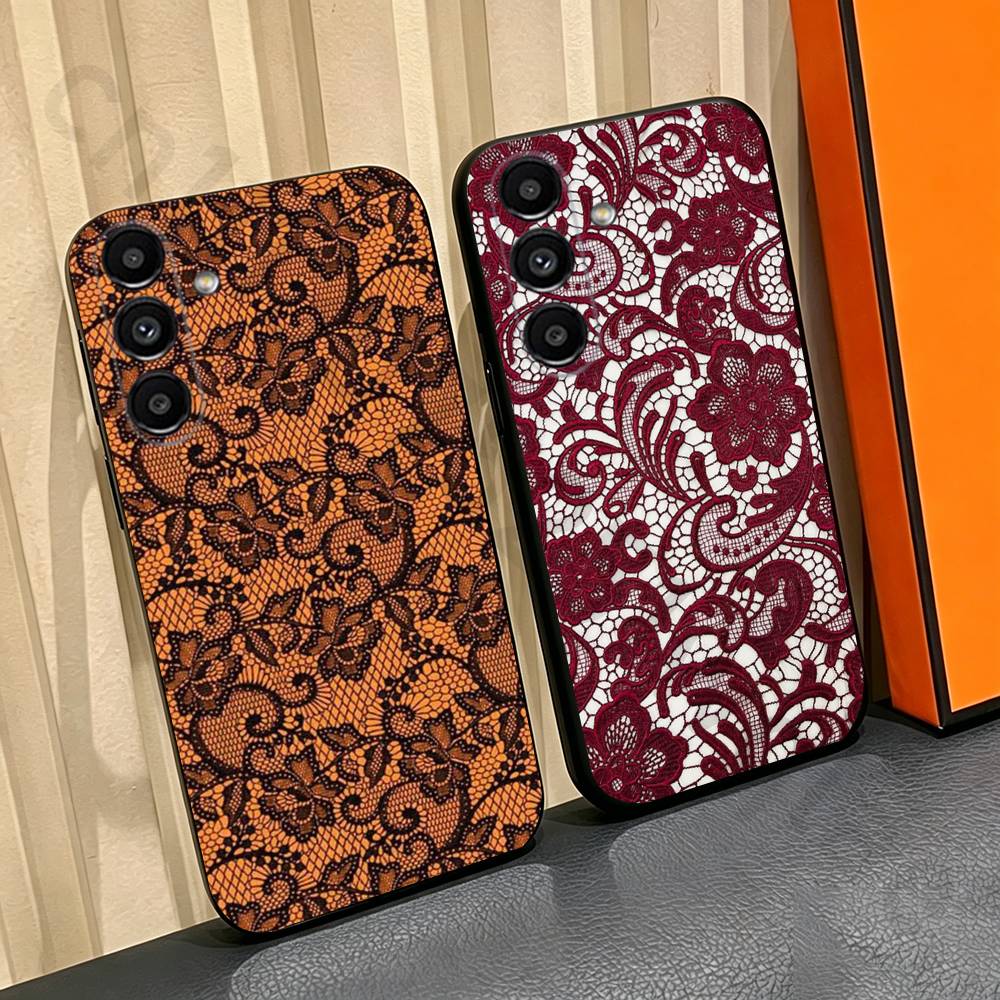 Custodia in Pizzo Vintage per Samsung Galaxy A13,A21s,A22,A31,A32,A52,A53,A71,A80,Guscio Morbido Nero