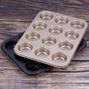 12 Cups Muffin Bun Cupcake Baking Bakeware Gold Black Non-Stick Carbon Steel Tray Cup Cake Mold