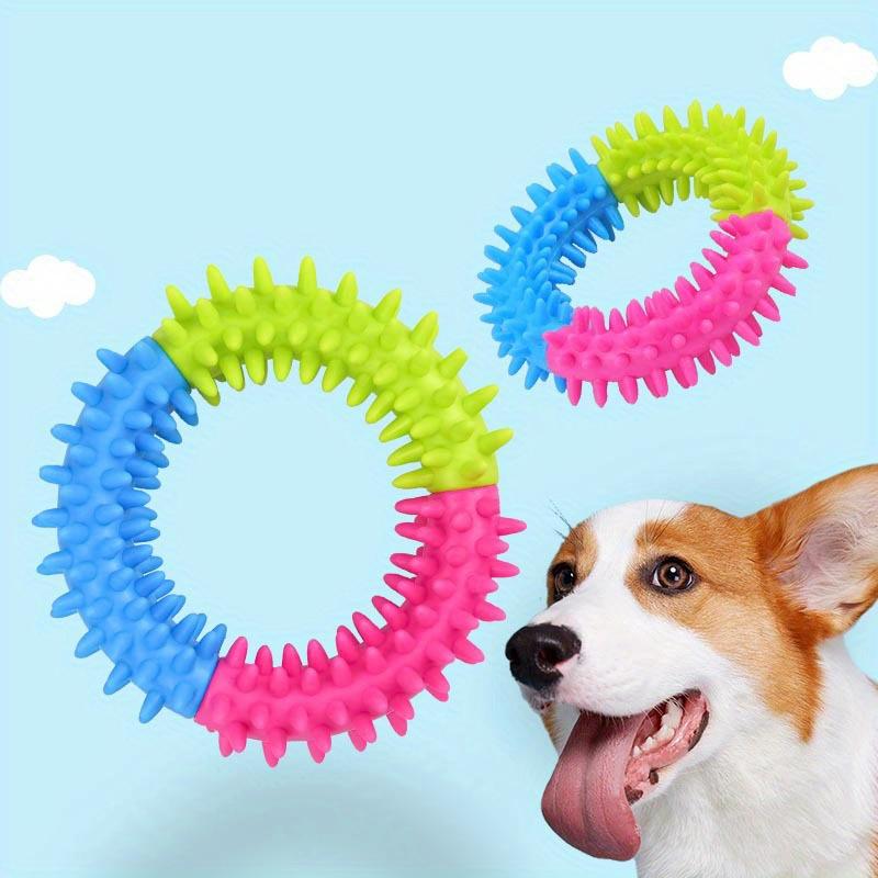 1PC Colored Dog Gnawing Thorn Ring Toy, Bite-resistant Rubber Tooth Grinding Toothbrush Ring, Pet Interactive Training Play and Dental Health Care
