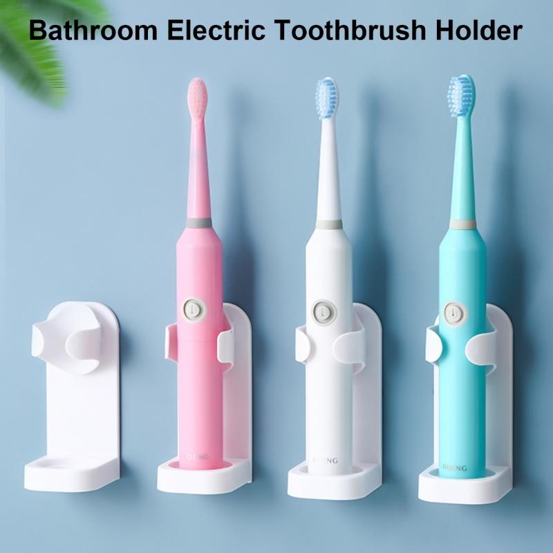 Bathroom Electric Toothbrush and Toothpaste Holder Storage Rack with Adhesive Mount ABS White Toothbrush Organizer