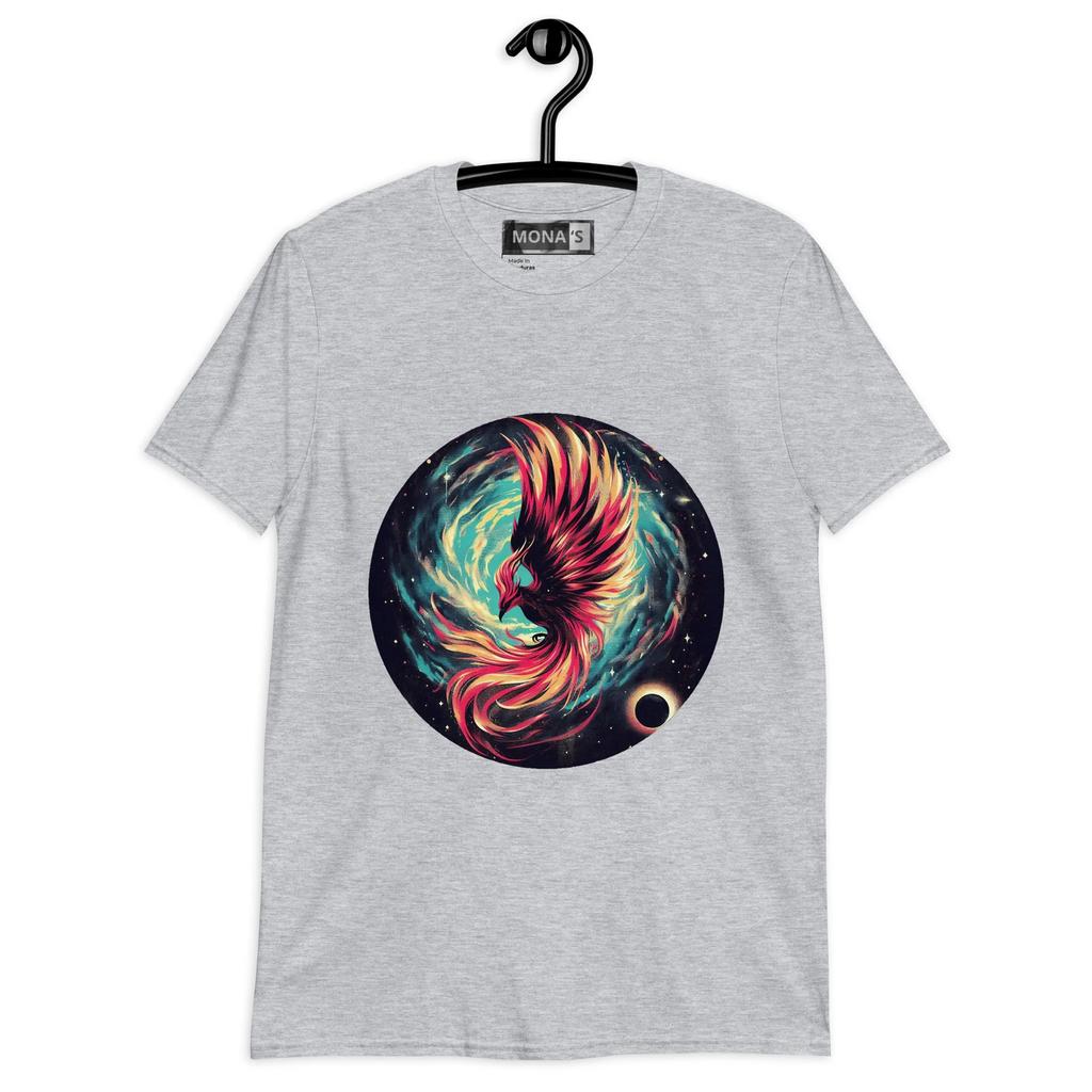 Unisex Cosmic Phoenix T-Shirt - Vibrant Mythical Bird Design with Stellar Motif