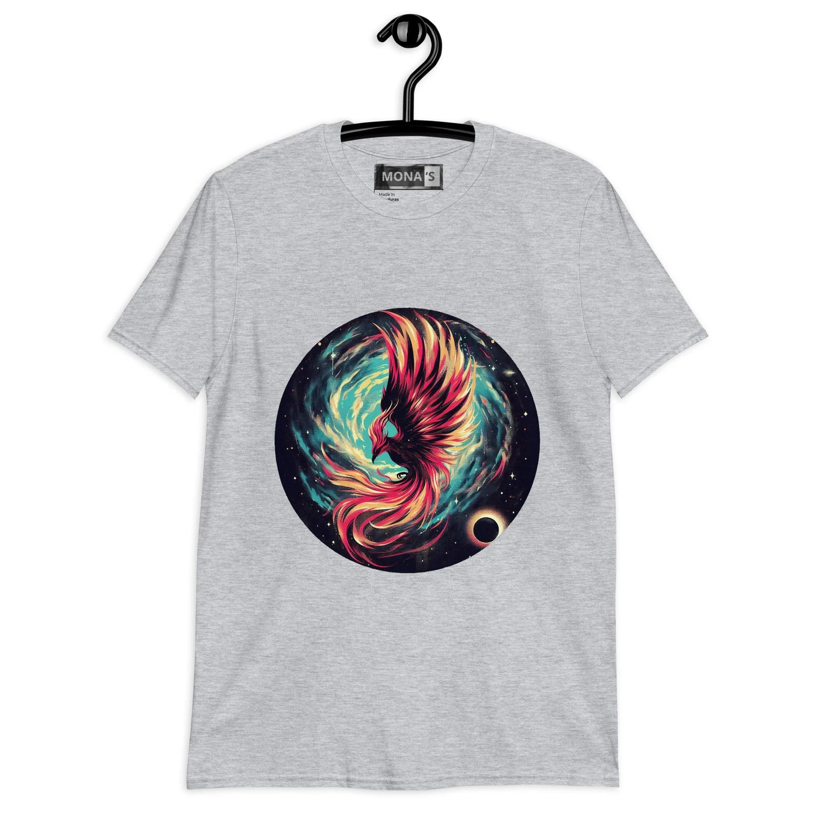 Unisex Cosmic Phoenix T-Shirt - Vibrant Mythical Bird Design with Stellar Motif M