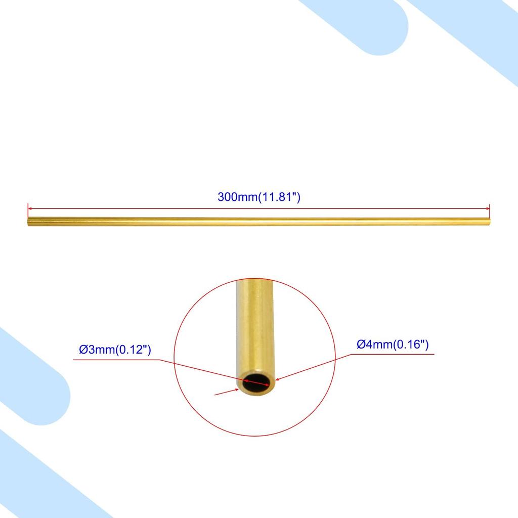 Aopin Brass Copper Cooling Tubing - 3mm ID X 4mm OD, 300mm Length, 2 Pcs