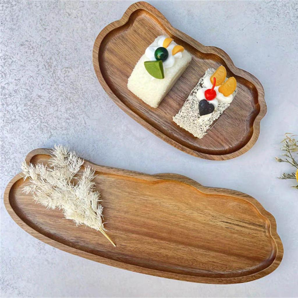 Handcrafted Solid Wooden Serving Pallet Heat Resistant Cloud Shape Organizers Tray For Hot Beverages And Table Setting