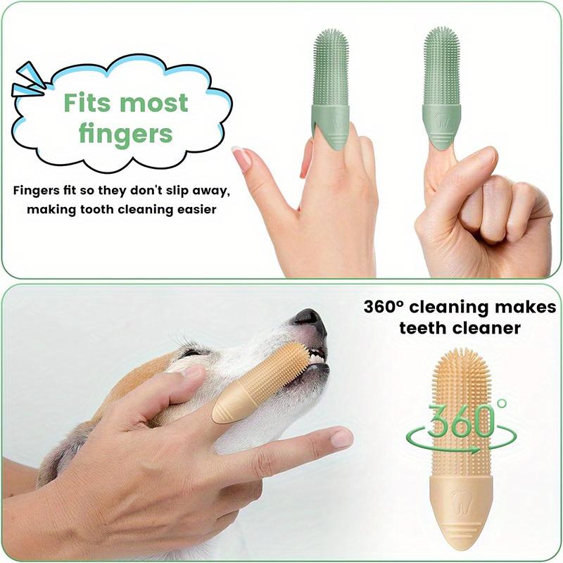 Dog Toothbrush, 360° Cleaning Finger Toothbrush for Dogs, Food Grade Silicone Dog Finger Toothbrush for Dogs & Cats Dental Care