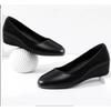 New Women's Genuine Leather Slip On Flats   Black Low Wedge Work Shoes, Comfortable Office and Commuting Shoes for daily use