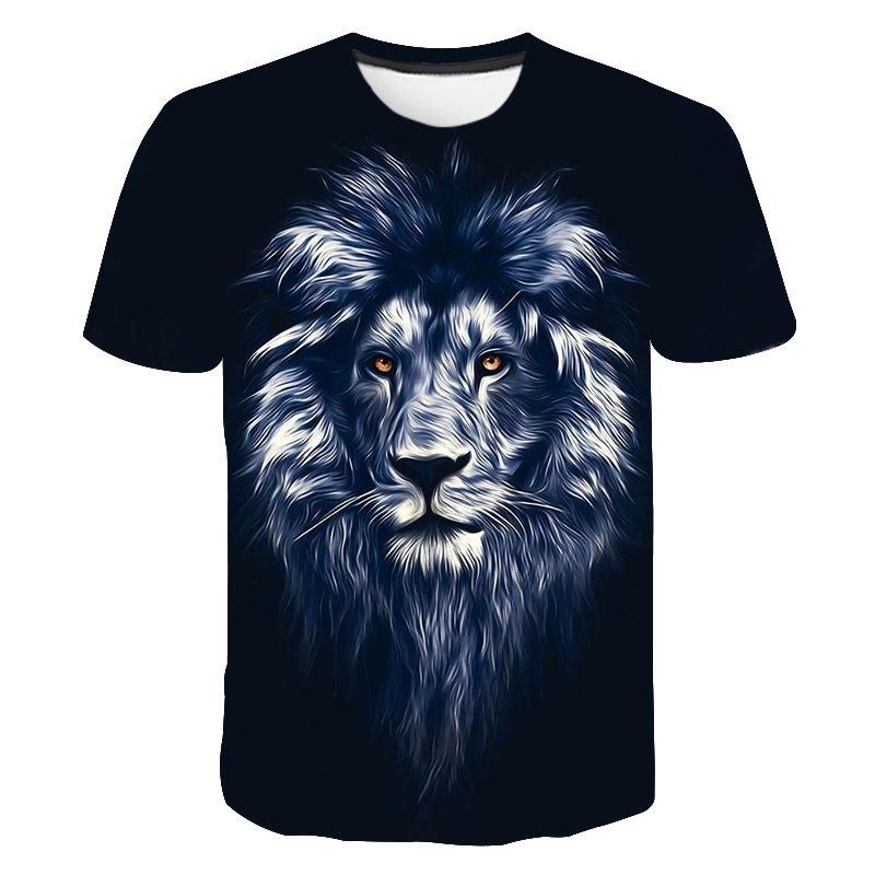 Summer New Men's 3D Short Sleeved T-shirt Animal Tiger Head T-shirt