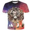 Summer New Wolf Pattern Digital Printed Short Sleeved Men's T-shirt Round Neck Slim Fit Couple Base Shirt