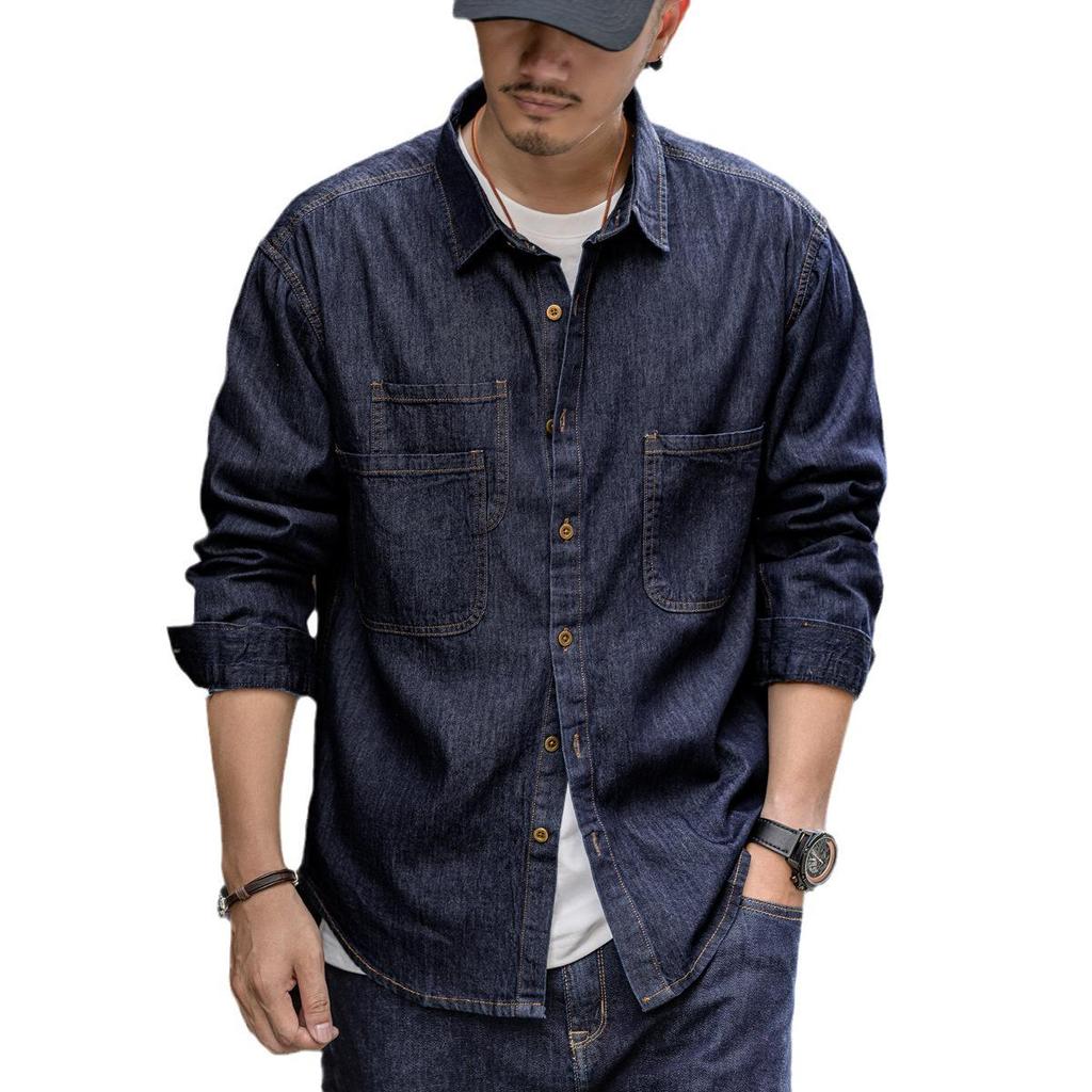 Glanlu Men's Long Sleeve Denim Workwear Shirt Jacket - New Autumn Trend