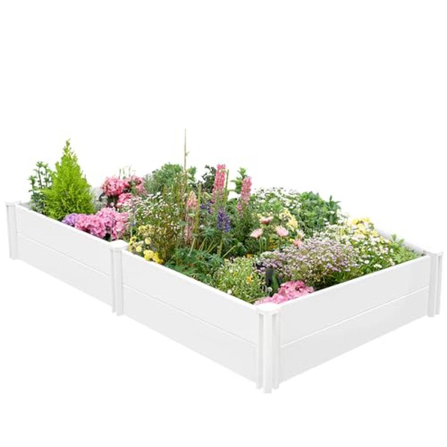 

8x4x1ft Vinyl Raised Garden Bed Rust-Proof Outdoor Planter Box for Gardening Durable DIY Above Ground Garden Bed in Brown for F United States