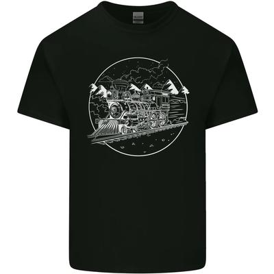 Weißer Lokomotiv-Dampfmaschinen-Zugbeobachter Herren Baumwoll-T-Shirt Top