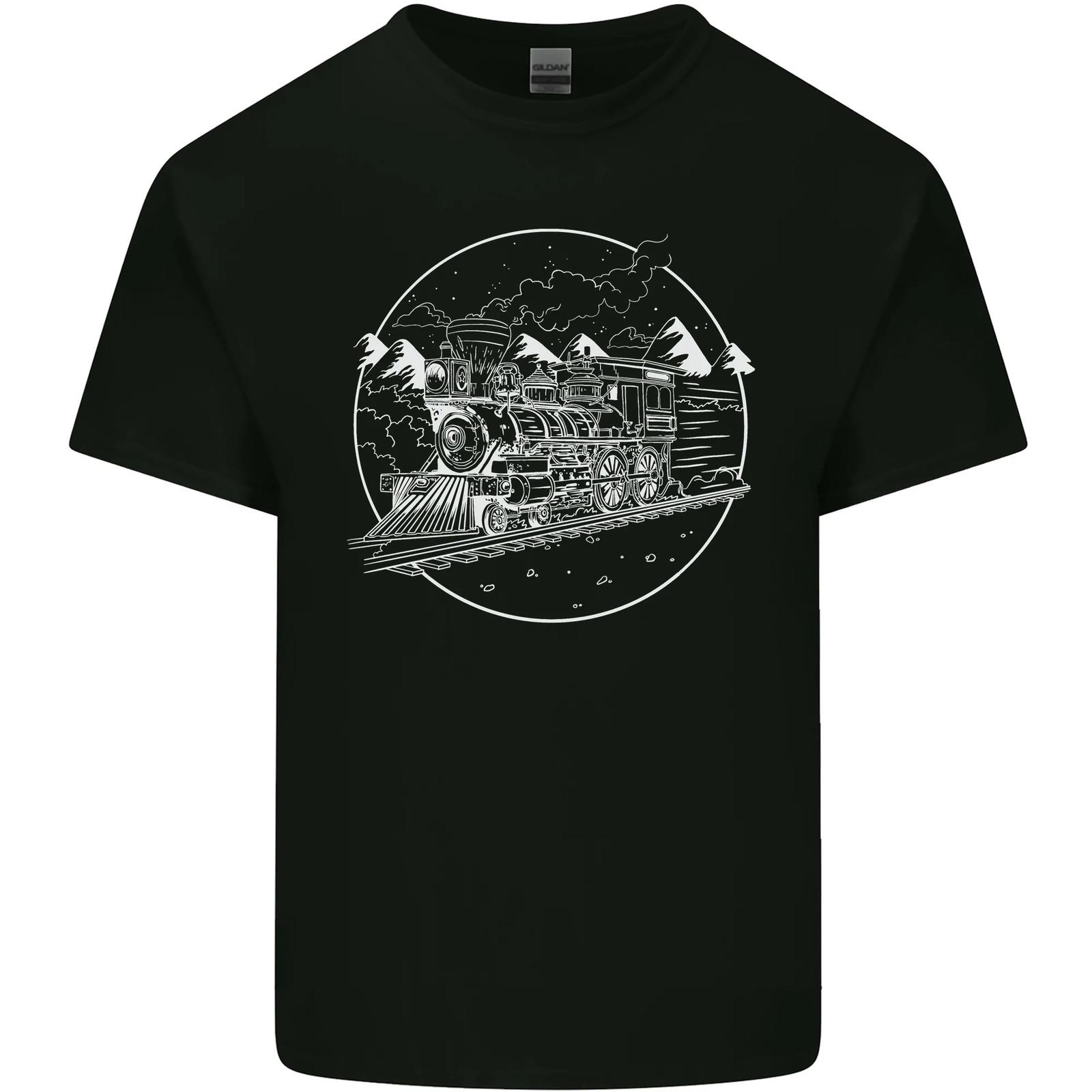 White Locomotive Steam Engine Train Spotter Mens Cotton T-Shirt Tee Top 3XL