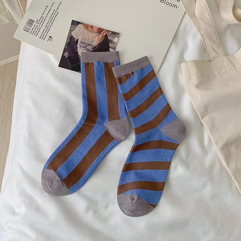 

Женская мода, индивидуальный тренд, ретро, универсальные корейские носки, носки длиной до колена one size синий