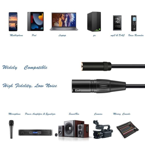 Luxferre XLR to 3.5mm Microphone Jack Converter Cable, XLR to 3.5mm XL R Cable, 0.5m 6N OFC 3.5mm Female to Canon Male Extension Cord, 3.5mm Stereo Mi