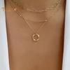 3Pcs Layered Stackable Choker Necklace Exquisite Circle Pendant Clavicular Chain Jewelry for Women Teen Girls Hypoallergenic Versatile Sweet Necklace