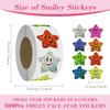 500Pcs Glitter Foil Star Smile Stickers 8 Colors for Kids Reward Teacher Supplies School Classroom Planner Decor 8cm Per Roll