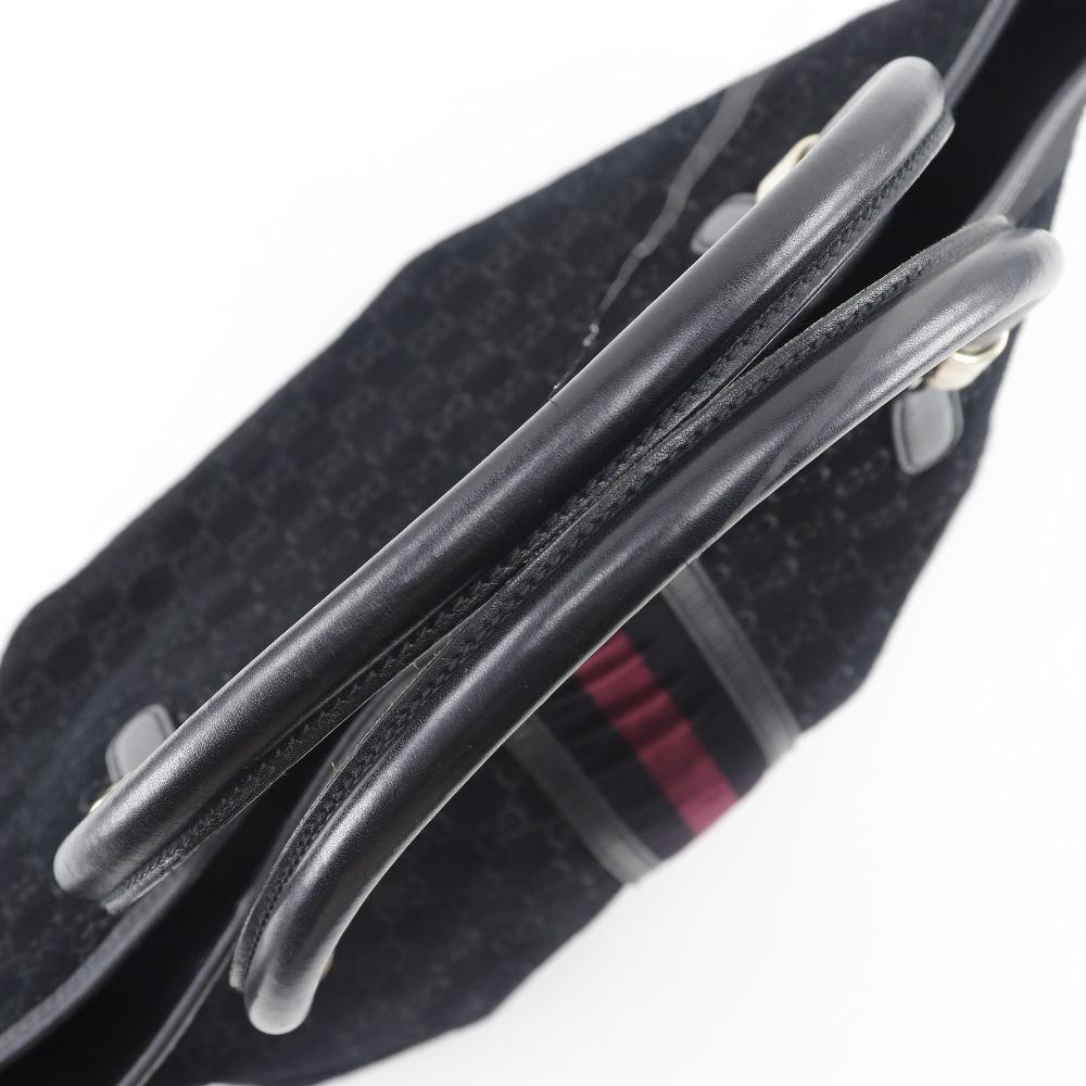 GUCCI GG Shelly line Tote Bag 162160 black Suede unisex Used