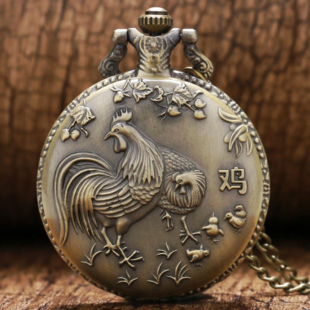 Pendant Animal Zodiac Pocket Watch Vintage Charm Unisex Fashion Quartz Pocket Watch Necklace