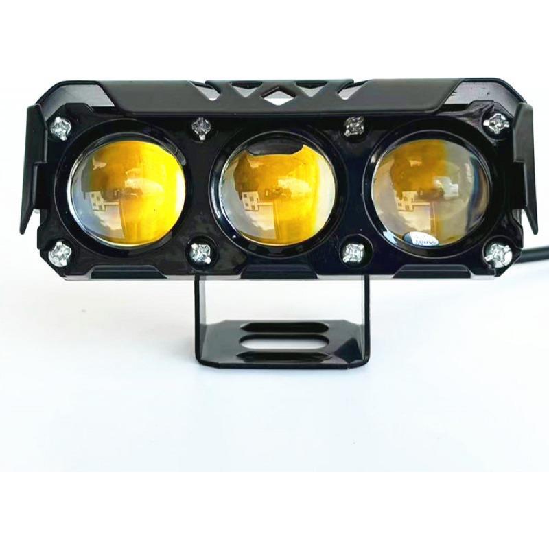 Motorcycle LED Spotlights White Yellow Dual Color Super Bright Concentrated Beam Electric Bike Headlight Front Lighting Lamp