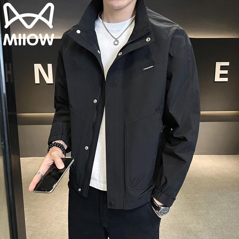 MiiOW Men's Casual Windproof Stand-Collar Jacket
