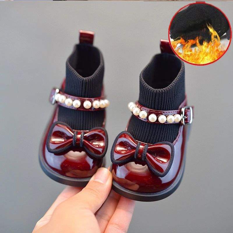 

Девочки ботинки Мартин осень и зима бархатные детские ботинки тонкий бархат кожаные туфли две хлопковые туфли девочки носки ботинки девочки детские зимние туфли 0.1 yards