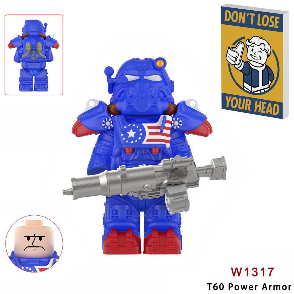 Neueste Bos Game T60 Power Rüstung Armee Offiziere Soldaten Figur Maschinengewehr Modell Bausteine Kinderspielzeug Geschenke Junge Mädchen Juguetes