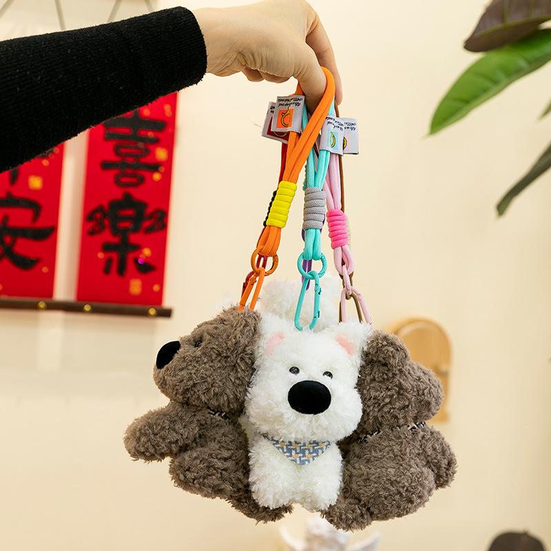 Scruffy Dog Plush Keychain - Cute Cartoon Puppy Doll, Small Stuffed Toy for Bag Decoration & Key Accessory