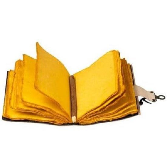 Quaderno Antico Fatto A Mano In Carta Vintage, In Pelle, Con Sole E